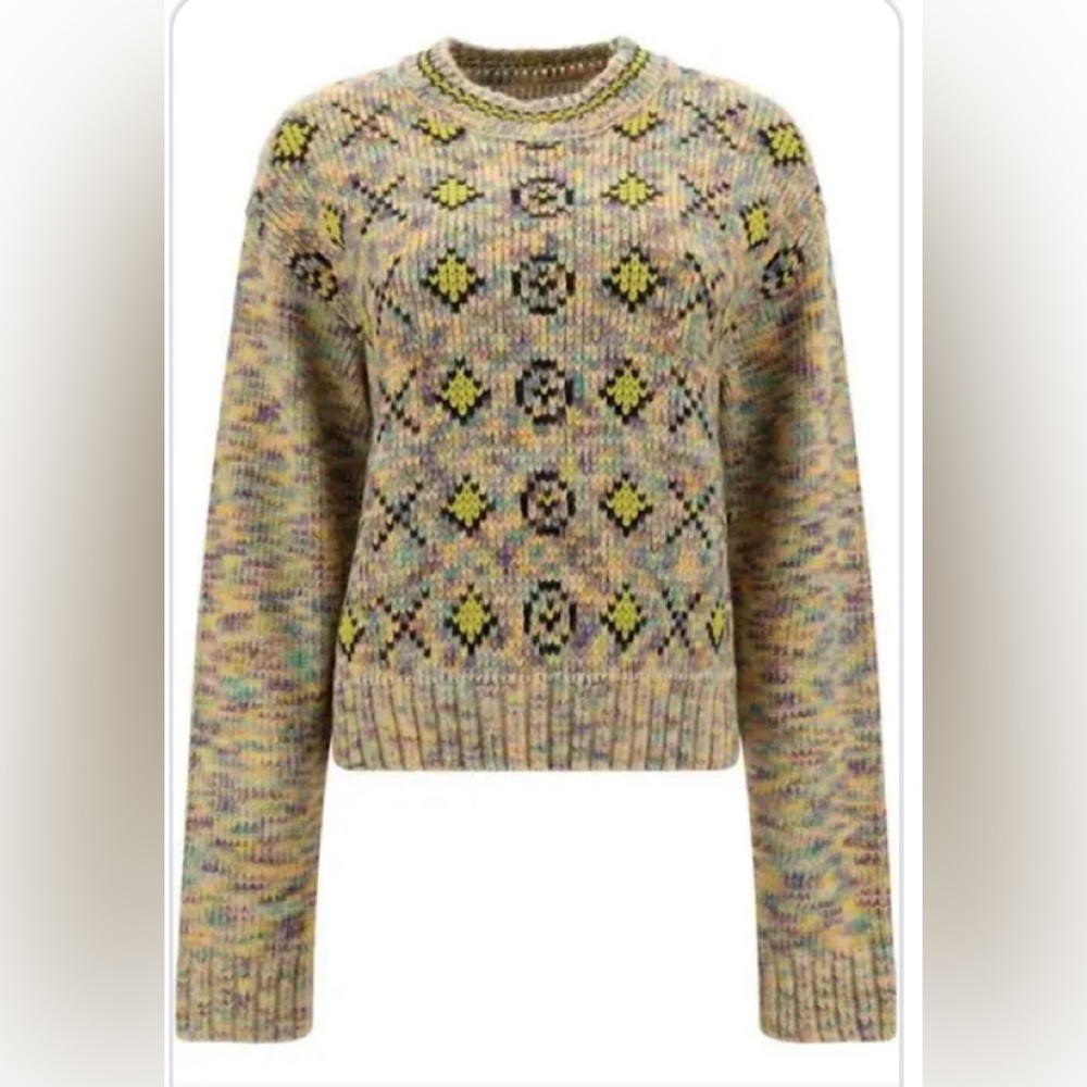 RE/DONE - gorgeous pastel knit sweater in XO Rainbow with black size medium